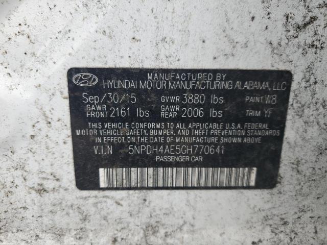 5NPDH4AE5GH770641 - 2016 HYUNDAI ELANTRA SE WHITE photo 12