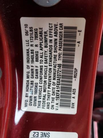 19XFA1F6XAE072146 - 2010 HONDA CIVIC LX-S كستنائي صورة 12