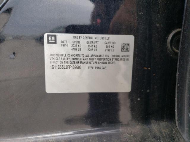 1G11C5SL2FF169693 - 2015 CHEVROLET MALIBU 1LT BLACK photo 12