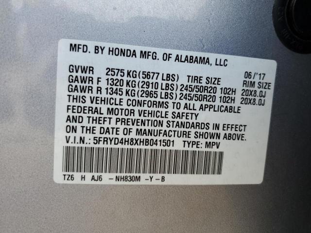 5FRYD4H8XHB041501 - 2017 ACURA MDX ADVANCE SILVER photo 13