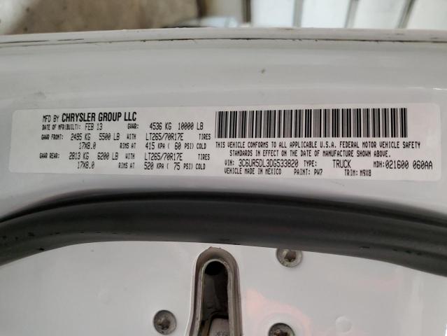 3C6UR5DL3DG533820 - 2013 RAM 2500 SLT თეთრი ფოტო 13