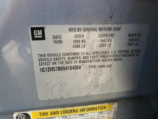 1G1ZH57B894184364 - 2009 CHEVROLET MALIBU 1LT BLUE photo 12