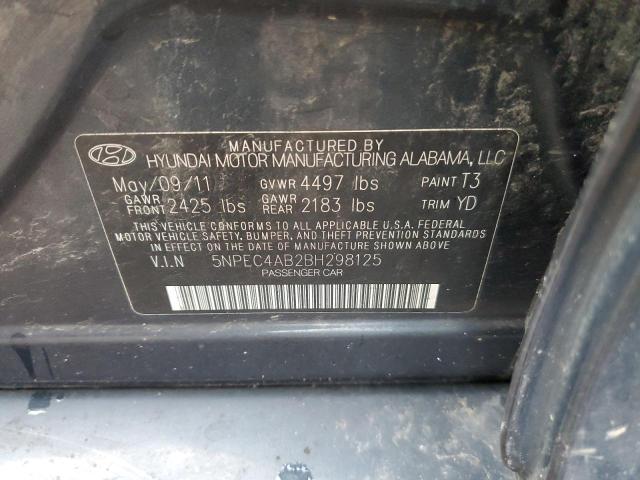 5NPEC4AB2BH298125 - 2011 HYUNDAI SONATA SE BLACK photo 12