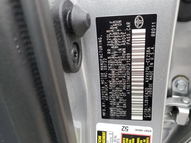 4T1G11AKXPU731289 - 2023 TOYOTA CAMRY SE NIGHT SHADE SILVER photo 12