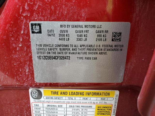 1G1ZC5E04CF328472 - 2012 CHEVROLET MALIBU 1LT RED photo 13