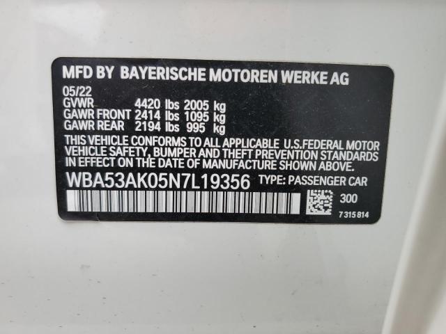 WBA53AK05N7L19356 - 2022 BMW 228I WHITE photo 12