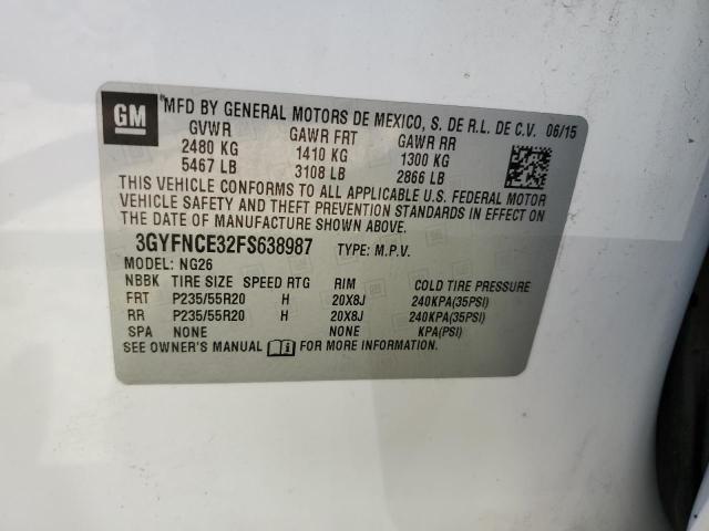 3GYFNCE32FS638987 - 2015 CADILLAC SRX PERFORMANCE COLLECTION Ақ фото 12