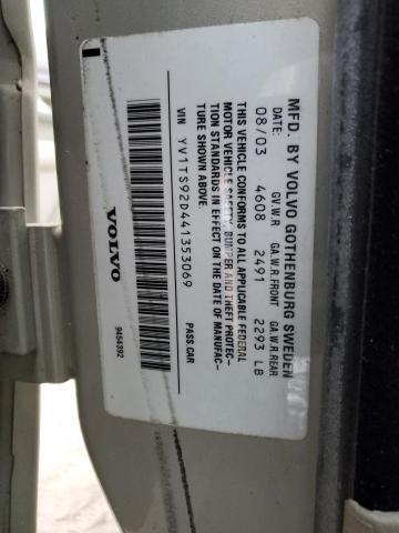 YV1TS92D441353069 - 2004 VOLVO S80 银色 照片 12