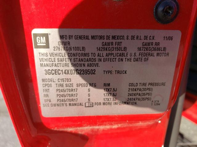 3GCEC14X07G239502 - 2007 CHEVROLET SILVERADO C1500 CLASSIC RED photo 12