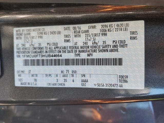 1FMCU0F73HUB44664 - 2017 FORD ESCAPE S CHARCOAL photo 12