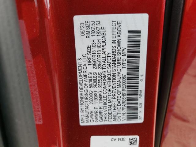 7FARS5H81RE000987 - 2024 HONDA CR-V SPORT-L RED photo 13