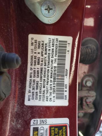 19XFA1F69BE001618 - 2011 HONDA CIVIC LX-S BURGUNDY photo 12