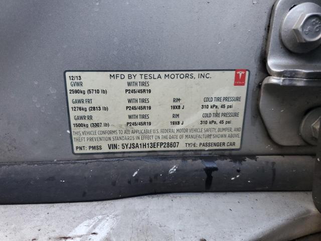 5YJSA1H13EFP28607 - 2014 TESLA MODEL S SILVER photo 12
