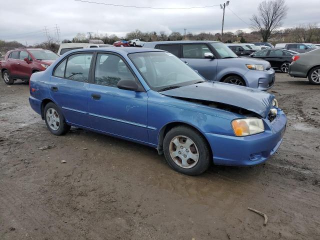 KMHCG45C31U255508 - 2001 HYUNDAI ACCENT GL BLUE photo 4