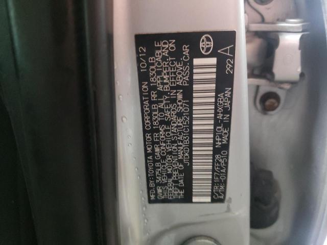 JTDKDTB31C1521071 - 2012 TOYOTA PRIUS C SILVER photo 12