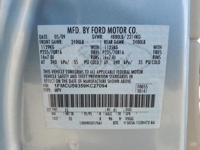 1FMCU59359KC27094 - 2009 FORD ESCAPE HYBRID BLUE photo 13