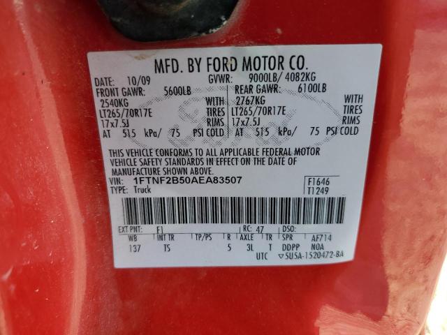 1FTNF2B50AEA83507 - 2010 FORD F250 SUPER DUTY RED photo 13