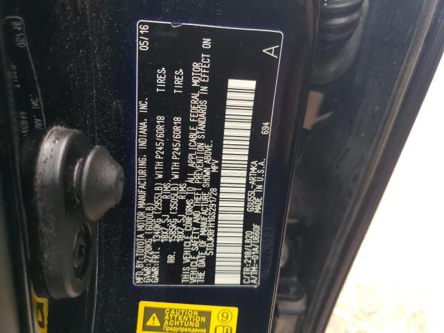 5TDJKRFH1GS291728 - 2016 TOYOTA HIGHLANDER XLE შავი ფოტო 13