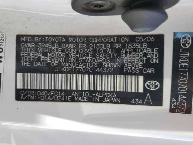 JTKDE177070144372 - 2007 TOYOTA SCION TC 白色 照片 12