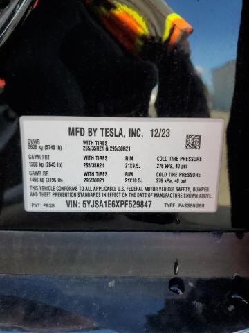 5YJSA1E6XPF529847 - 2023 TESLA MODEL S 黑色 照片 12