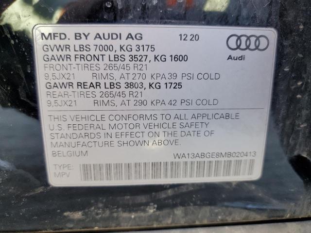 WA13ABGE8MB020413 - 2021 AUDI E-TRON SPORTBACK PRESTIGE BLACK photo 13