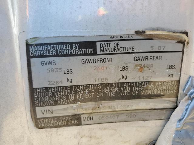 1C3BF66P9GX530035 - 1986 CHRYSLER FIFTH AVEN SILVER photo 12