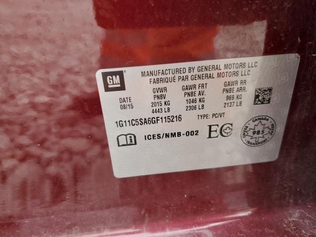 1G11C5SA6GF115216 - 2016 CHEVROLET MALIBU LIM LT 勃艮第红 照片 12