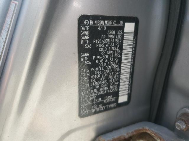 JN8AZ2KR5AT163328 - 2010 NISSAN CUBE BASE SILVER photo 13