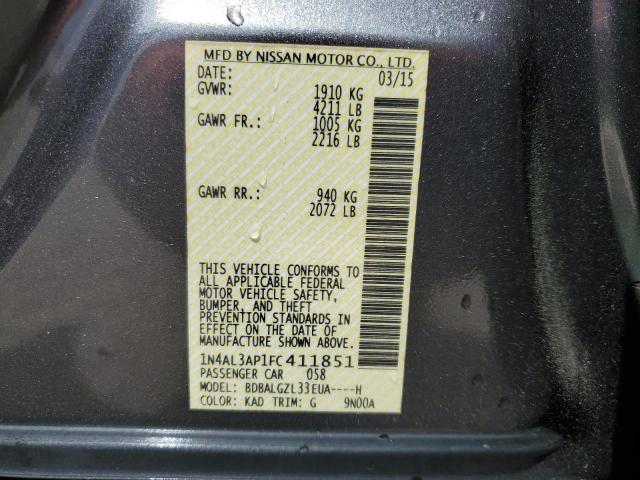 1N4AL3AP1FC411851 - 2015 NISSAN ALTIMA 2.5 GRAY photo 13