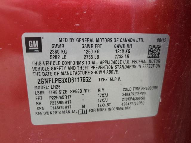 2GNFLPE3XD6117652 - 2013 CHEVROLET EQUINOX LT RED photo 13