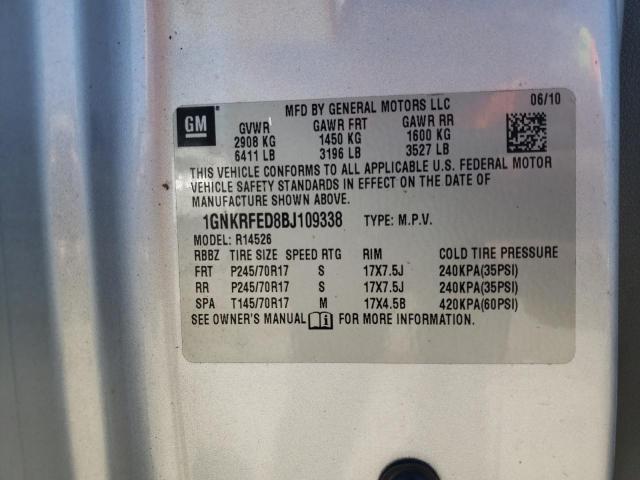 1GNKRFED8BJ109338 - 2011 CHEVROLET TRAVERSE LS SILVER photo 13