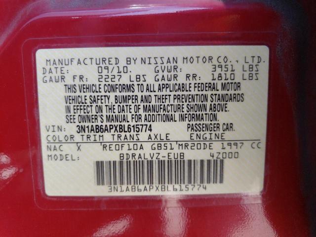 3N1AB6APXBL615774 - 2011 NISSAN SENTRA 2.0 RED photo 13