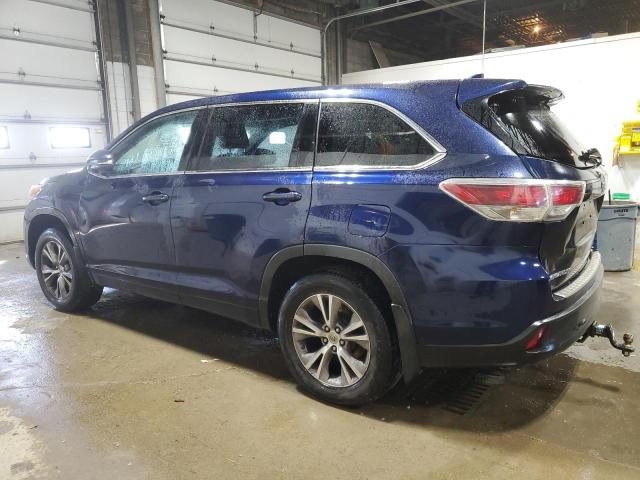 5TDBKRFH8ES027617 - 2014 TOYOTA HIGHLANDER LE BLUE photo 2