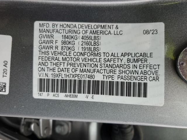 19XFL1H7XPE017480 - 2023 HONDA CIVIC EXL SILVER photo 13