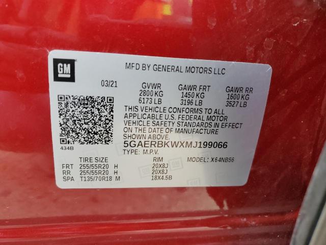 5GAERBKWXMJ199066 - 2021 BUICK ENCLAVE ESSENCE 栗色 照片 13