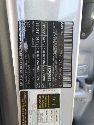 4JGDA5HB1DA164418 - 2013 MERCEDES-BENZ ML 350 4MATIC GRAY photo 12