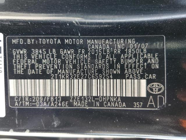 2T1KR32E27C659254 - 2007 TOYOTA MATRIX AUT XR BLACK photo 12