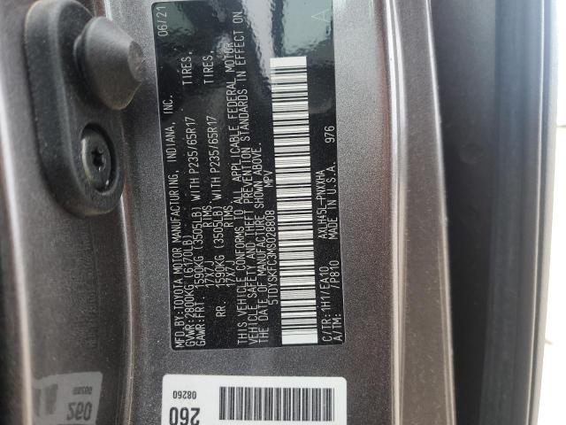 5TDYSKFC3MS028808 - 2021 TOYOTA SIENNA XLE GRAY photo 11