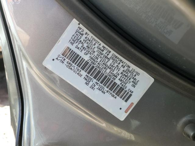 JT8BF28G515108038 - 2001 LEXUS ES 300 GRAY photo 12