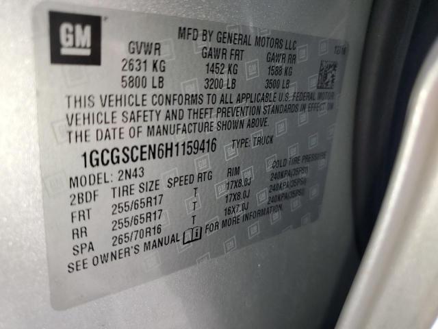 1GCGSCEN6H1159416 - 2017 CHEVROLET COLORADO LT SILVER photo 12