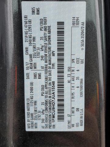 1FMCU9HD7JUA15548 - 2018 FORD ESCAPE SEL CHARCOAL photo 13