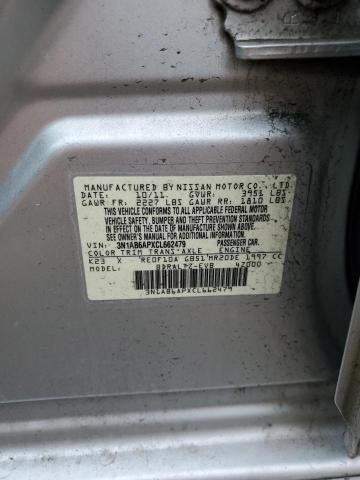 3N1AB6APXCL662479 - 2012 NISSAN SENTRA 2.0 SILVER photo 12
