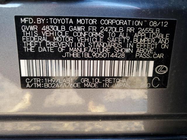 JTHBE1BL9D5014428 - 2013 LEXUS GS 350 GRAY photo 12