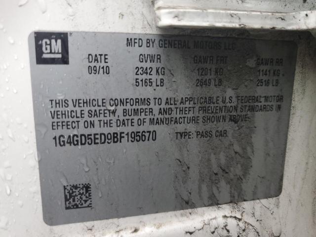 1G4GD5ED9BF195670 - 2011 BUICK LACROSSE CXL Ağ foto 12