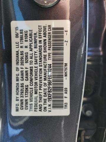 19XFB2F96FE079244 - 2015 HONDA CIVIC EXL GRAY photo 12