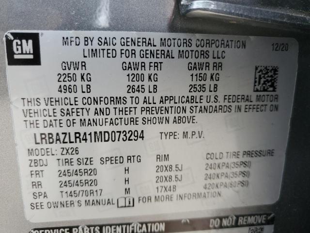 LRBAZLR41MD073294 - 2021 BUICK ENVISION PREFERRED GRAY photo 13