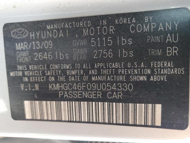 KMHGC46F09U054330 - 2009 HYUNDAI GENESIS 4.6L SILVER photo 12