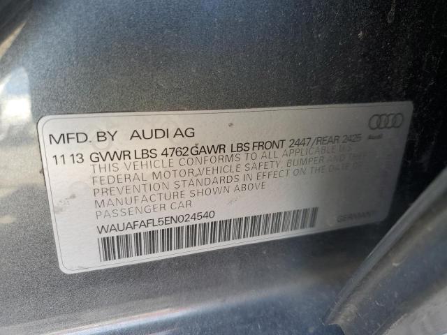 WAUAFAFL5EN024540 - 2014 AUDI A4 PREMIUM GRAY photo 12