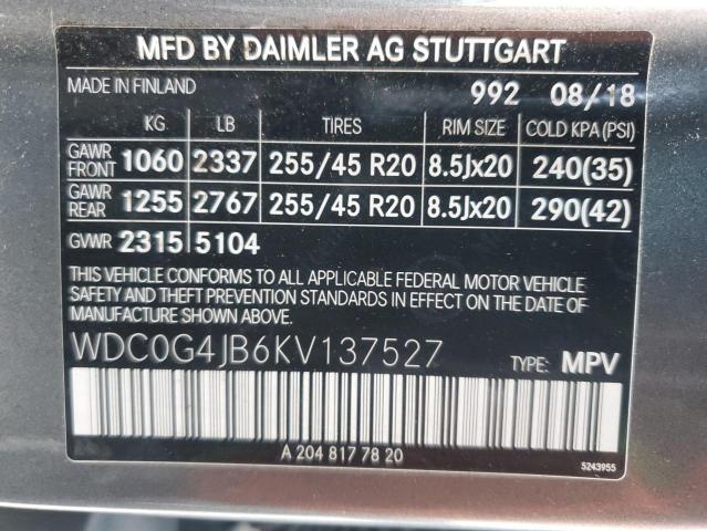 WDC0G4JB6KV137527 - 2019 MERCEDES-BENZ GLC 300 GRAY photo 13