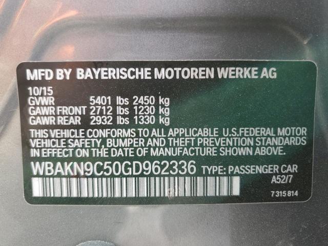 WBAKN9C50GD962336 - 2016 BMW 550 I GRAY photo 12